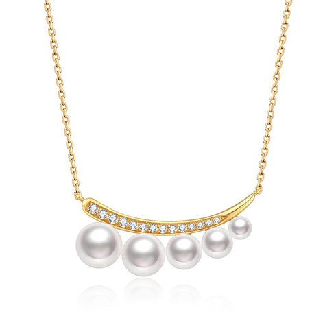 Crescent Moon Pearl Gradient Necklace - Zafari Studio Jewelry