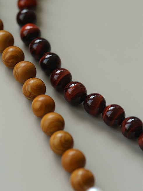 Baroque Pearl & Tiger Eye Stone Beaded Necklace - Zafari Studio Jewelry