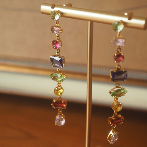 Colored Crystal Long Earrings - Zafari Studio Jewelry