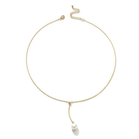 Single Drop Gold Pearl Necklace - Zafari Studio Jewelry