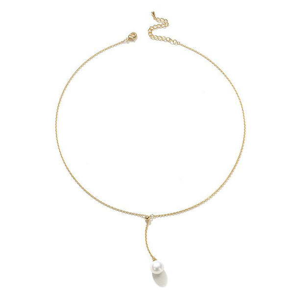 Single Drop Gold Pearl Necklace - Zafari Studio Jewelry