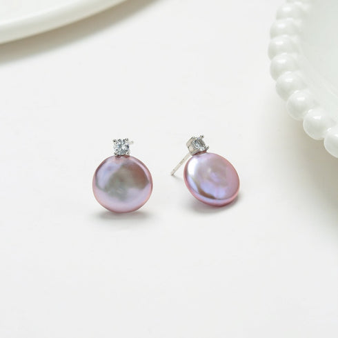Sasha Coin Baroque Pearl Stud Earrings - Zafari Studio Jewelry
