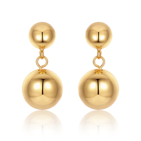 Dual Gold Balls Drop Earrings - Zafari Studio Jewelry