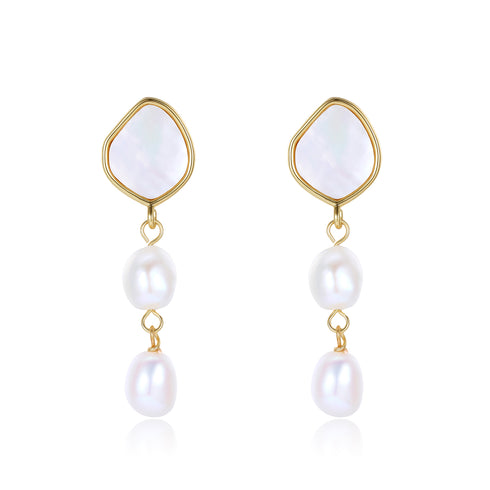 Teardrop Barqoue Pearl Shell Earrings - Zafari Studio Jewelry