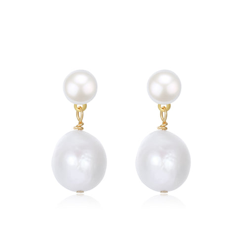 ELLE White Pearl Drop Earrings - Zafari Studio Jewelry