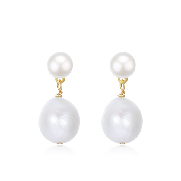 ELLE White Pearl Drop Earrings - Zafari Studio Jewelry