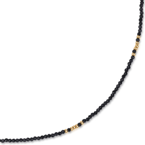 Gold-Plated Choker with Sparkling Black Crystals - Zafari Studio Jewelry
