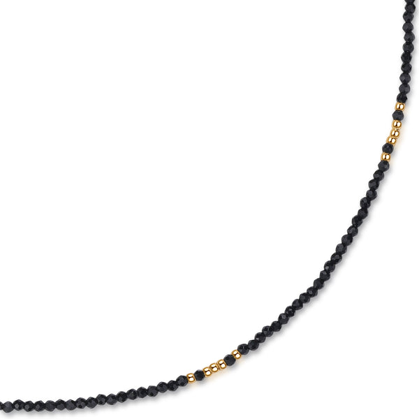 Gold-Plated Choker with Sparkling Black Crystals - Zafari Studio Jewelry