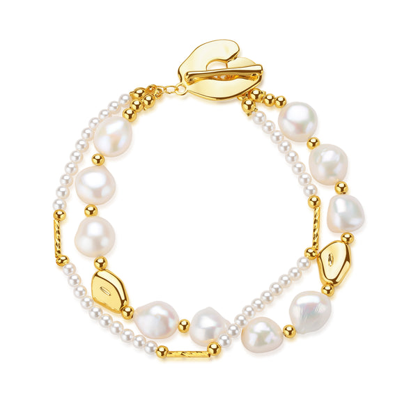 Double-Layered Baroque Pearl Bracelet - Zafari Studio Jewelry