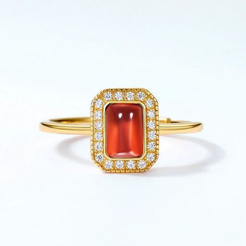 Natural Garnet Ring Open Closure - Zafari Studio Jewelry