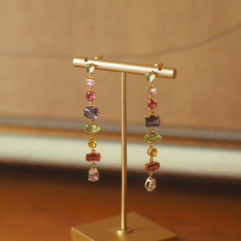 Colored Crystal Long Earrings - Zafari Studio Jewelry