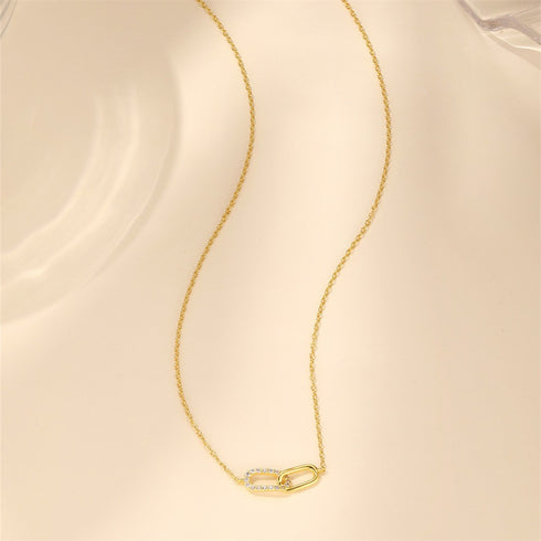 Dual Clasp Necklace with Zirconia – Minimalist Everyday Design - Zafari Studio Jewelry