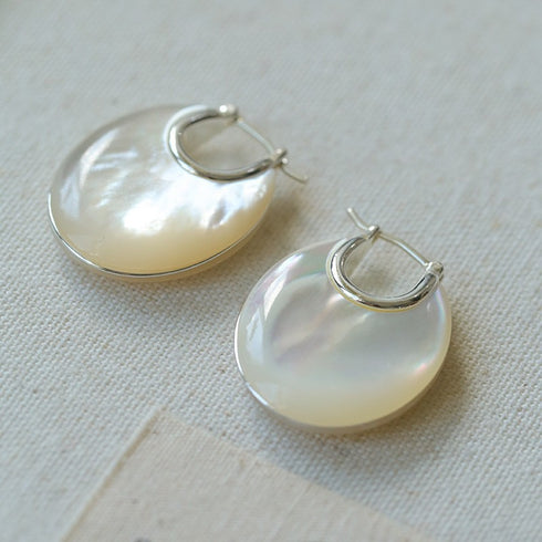 Double-Sided White Shell U-Shape Earrings - Zafari Studio Jewelry