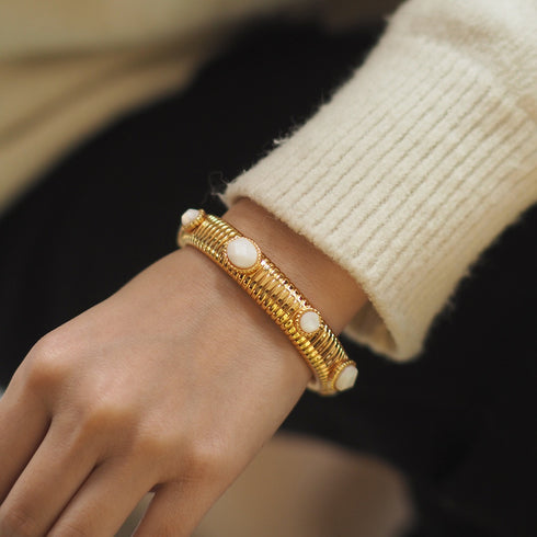 Natural Stone Vintage Adjustable Bracelet - Zafari Studio Jewelry