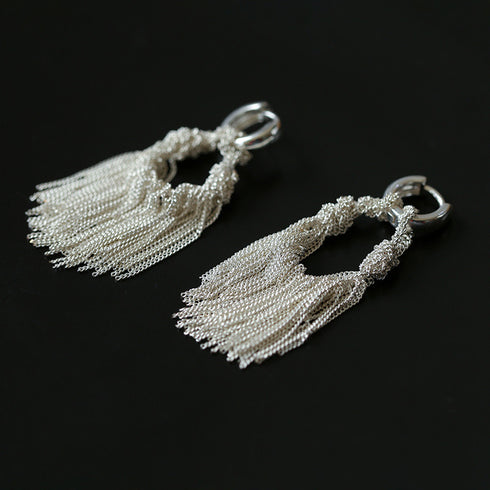 Silver Mini Chain Tassel Earrings - Zafari Studio Jewelry