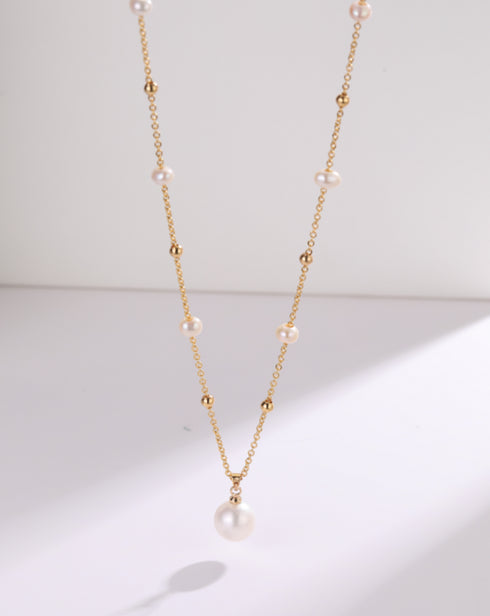 Pearl Teardrop Pendant Beaded Necklace - Zafari Studio Jewelry