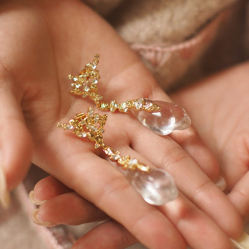 Clear Crystal Waterdrop Zirconia Earrings - Zafari Studio Jewelry