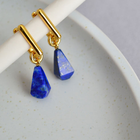 Three-Dimensional Blue Lapis Pendant & Earrings - Zafari Studio Jewelry