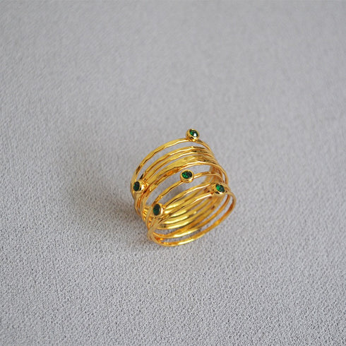 Twisted Green Cubic Zirconia Layered Ring - Zafari Studio Jewelry