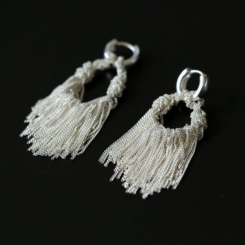 Silver Mini Chain Tassel Earrings - Zafari Studio Jewelry