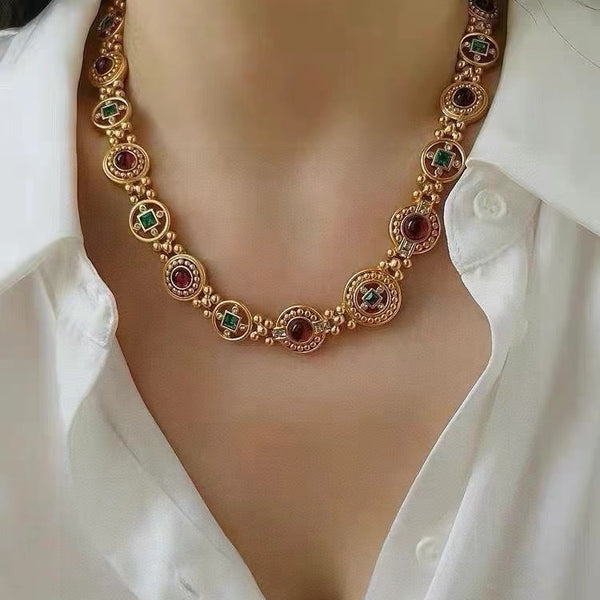 Vintage Crystal Coin Necklace Bracelet Earrings ( Purchase Individually) - Zafari Studio Jewelry