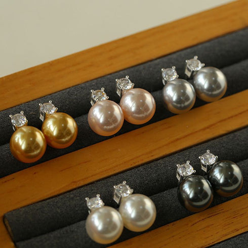 Swarovsk Pearl Zirconia Stone Earrings - Zafari Studio Jewelry