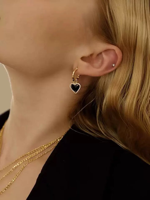 Black Bella Cubic Zirconia Gold Cuba Chain Necklace, Earrings or Full Set - Zafari Studio Jewelry