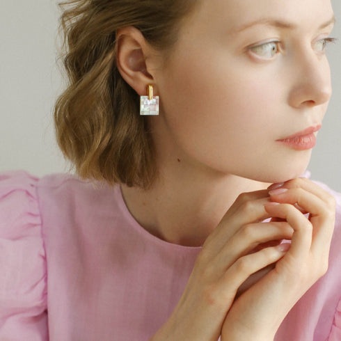 Mosaic Mother of Pearls Shell Earrings - Zafari Studio Jewelry