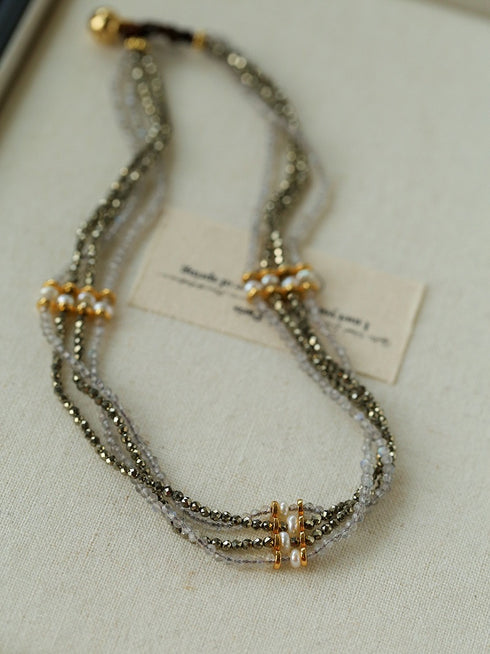 Natural Stone Chain Layered Necklace & Bracelet - Zafari Studio Jewelry