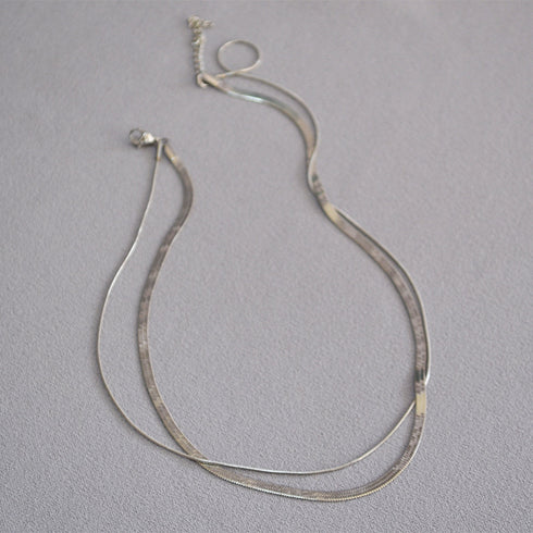 Sleek Double-Layered Snakebone Choker Necklace - Zafari Studio Jewelry