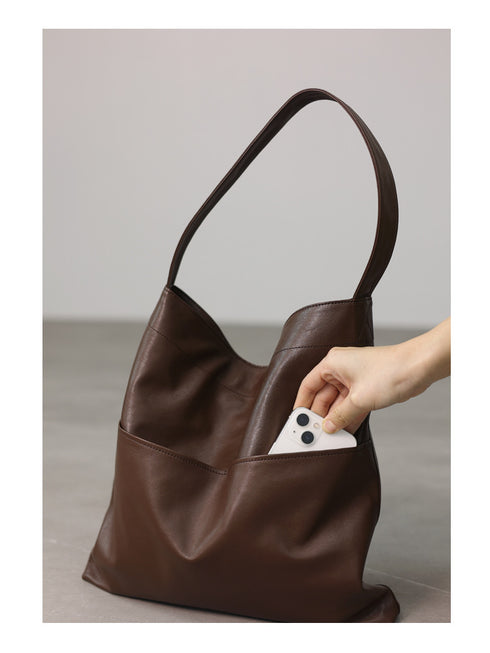 Lilian Genuine Leather Sheepskin Minimalist Style Tote Bag - Zafari Studio Jewelry