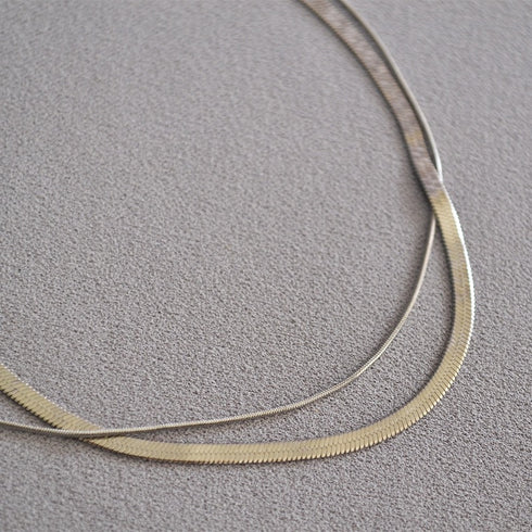 Sleek Double-Layered Snakebone Choker Necklace - Zafari Studio Jewelry