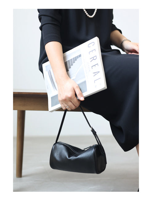 Lilian Genuine Leather Underarm Cylinder Bag - Zafari Studio Jewelry