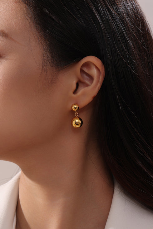 Dual Gold Balls Drop Earrings - Zafari Studio Jewelry