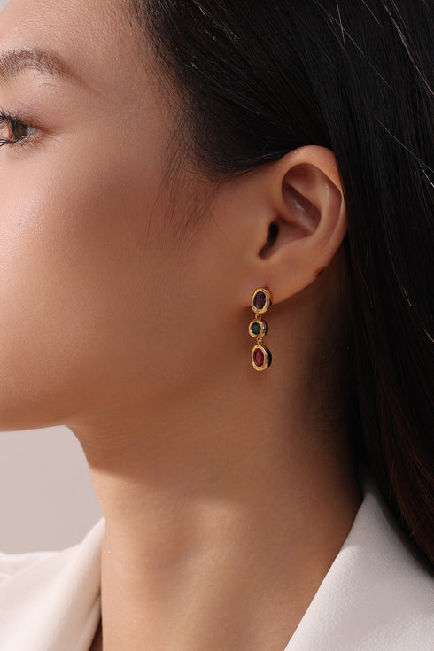 Multicolor Stones Drop Earrings - Zafari Studio Jewelry