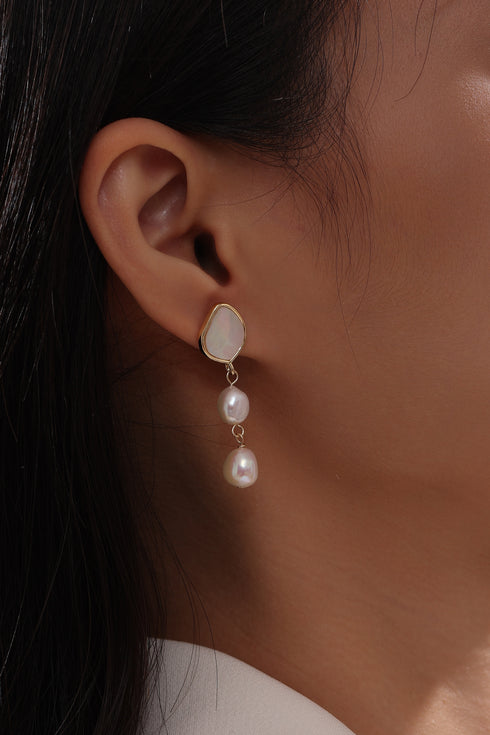 Teardrop Barqoue Pearl Shell Earrings - Zafari Studio Jewelry