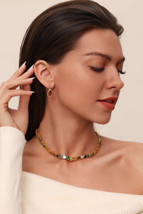 Teardrop Accent Stone Earrings