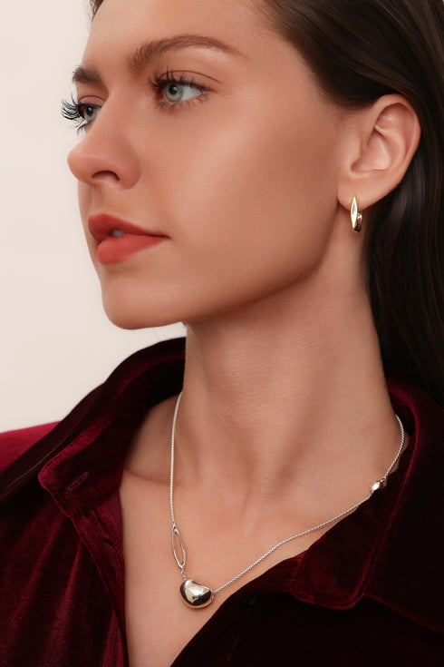 Asymmetric Bead Necklace Sterling Silver