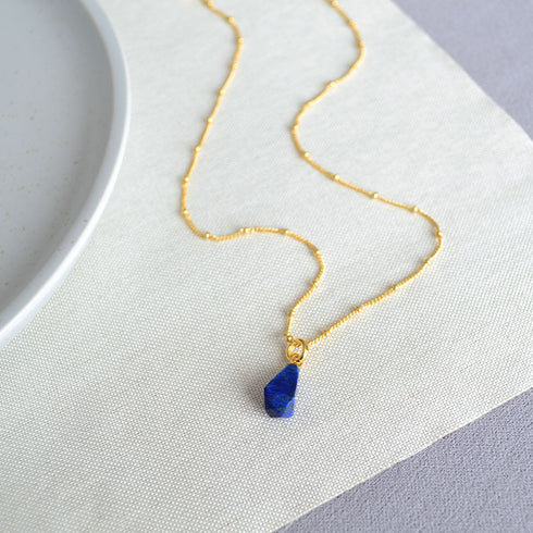 Three-Dimensional Blue Lapis Pendant & Earrings - Zafari Studio Jewelry