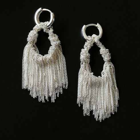 Silver Mini Chain Tassel Earrings - Zafari Studio Jewelry