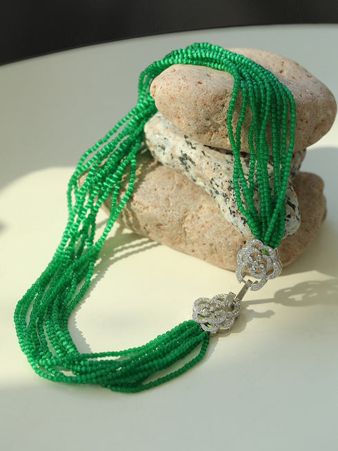 (副本)Green Onyx Chain Large Baroque Pearl Necklace - Zafari Studio Jewelry