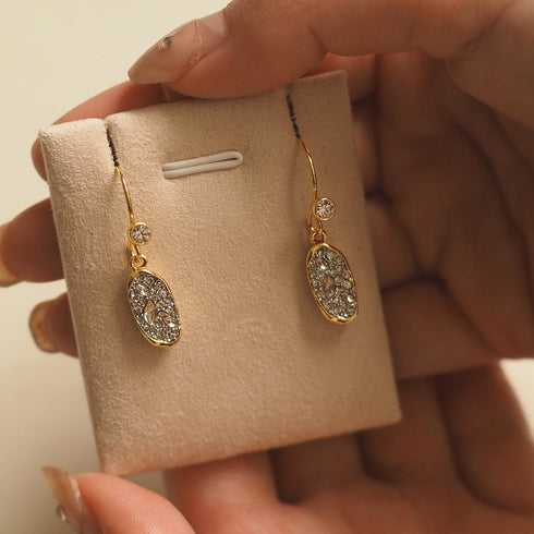 Vintage Coin Zirconia Hook Earrings - Zafari Studio Jewelry