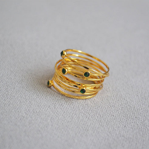 Twisted Green Cubic Zirconia Layered Ring - Zafari Studio Jewelry