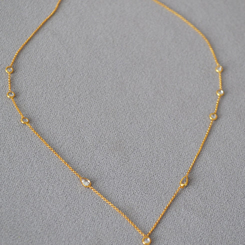 Y-Necklace with Dazzling Drop Zirconia - Zafari Studio Jewelry