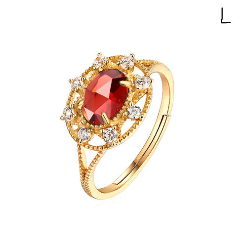 Natural Garnet Ring Open Closure - Zafari Studio Jewelry