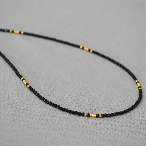 Gold-Plated Choker with Sparkling Black Crystals - Zafari Studio Jewelry