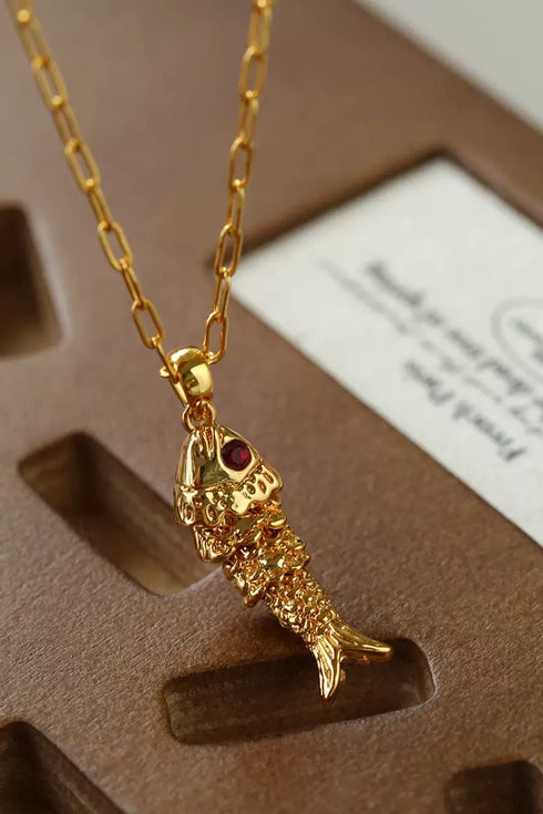 Gold Fish Pendant Necklace - Zafari Studio Jewelry