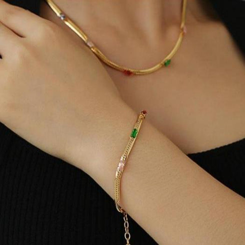 Snake Chain CZ Stone Necklace - Zafari Studio Jewelry