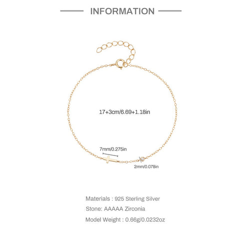 Mini Cross Bracelet with Zirconia - Zafari Studio Jewelry