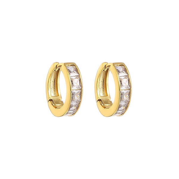 Gold Ear Hoop CZ Earrings - Zafari Studio Jewelry